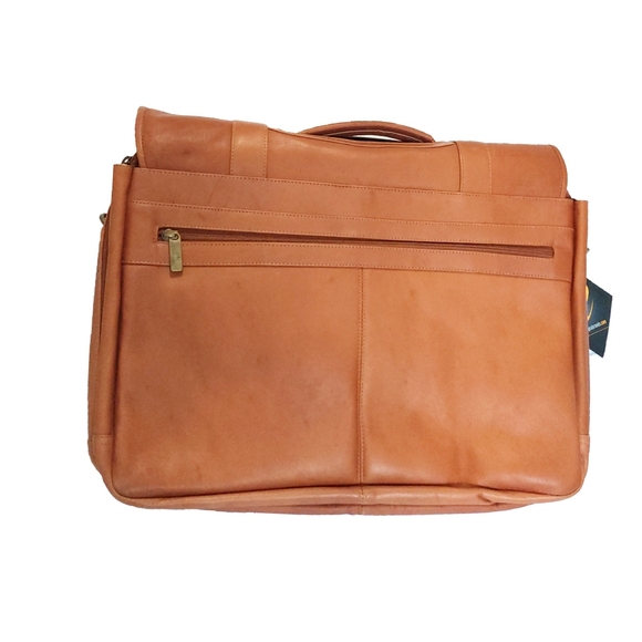 Leather Vachetta Porthole  17" Laptop NHL Maple Leaf Tan Messenger/Brief… - Picture 6 of 7